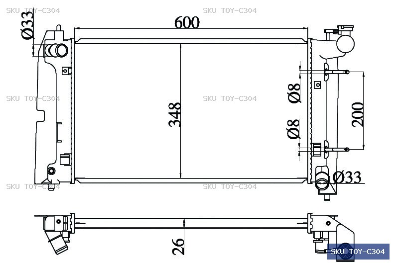 Toyota Corolla ZZE122 12/01-04/07 Radiator TOY-C304