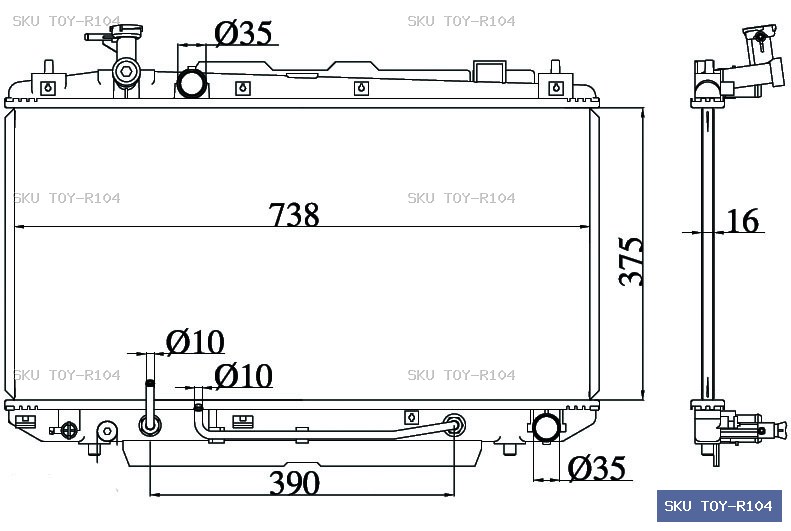 Toyota RAV4 ACA20 07/00-08/03 Radiator TOY-R104